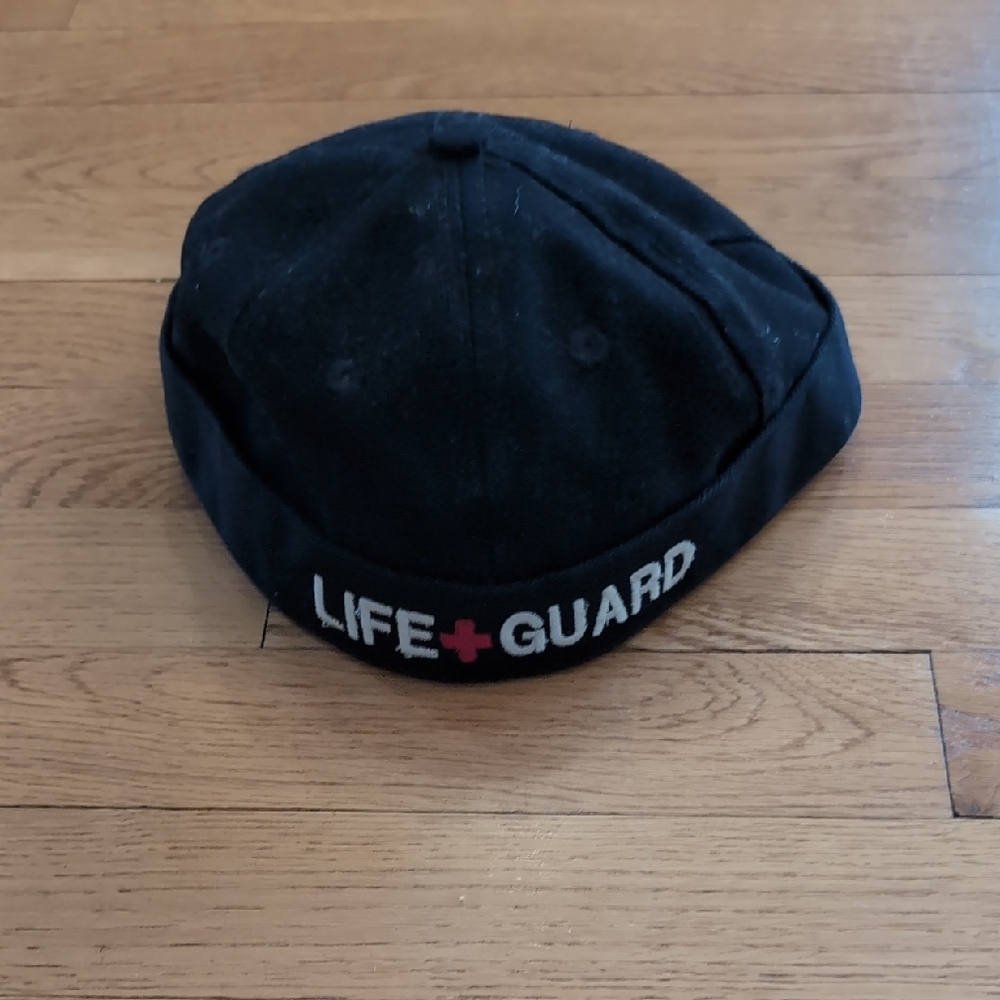 Lifeguard Embroidered Black Dock Cap with Red Cross Accent